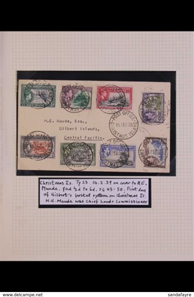 \Y CHRISTMAS ISLAND\Y An Attractive Collection With 1939 Cover Bearing KGVI ½d To 6d Tied Fine Cds's, 1943 Cover With Si - Gilbert & Ellice Islands (...-1979)