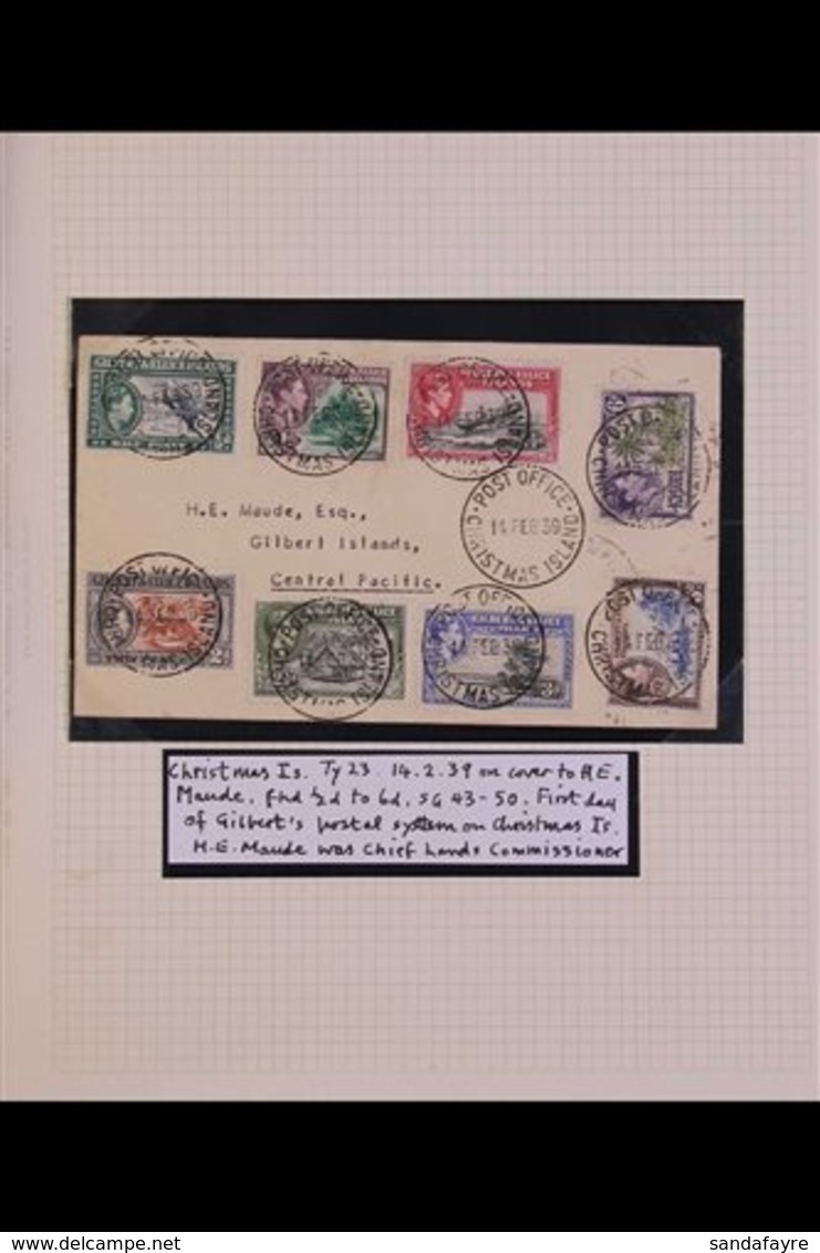 \Y CHRISTMAS ISLAND\Y An Attractive Collection With 1939 Cover Bearing KGVI ½d To 6d Tied Fine Cds's, 1943 Cover With Si - Îles Gilbert Et Ellice (...-1979)