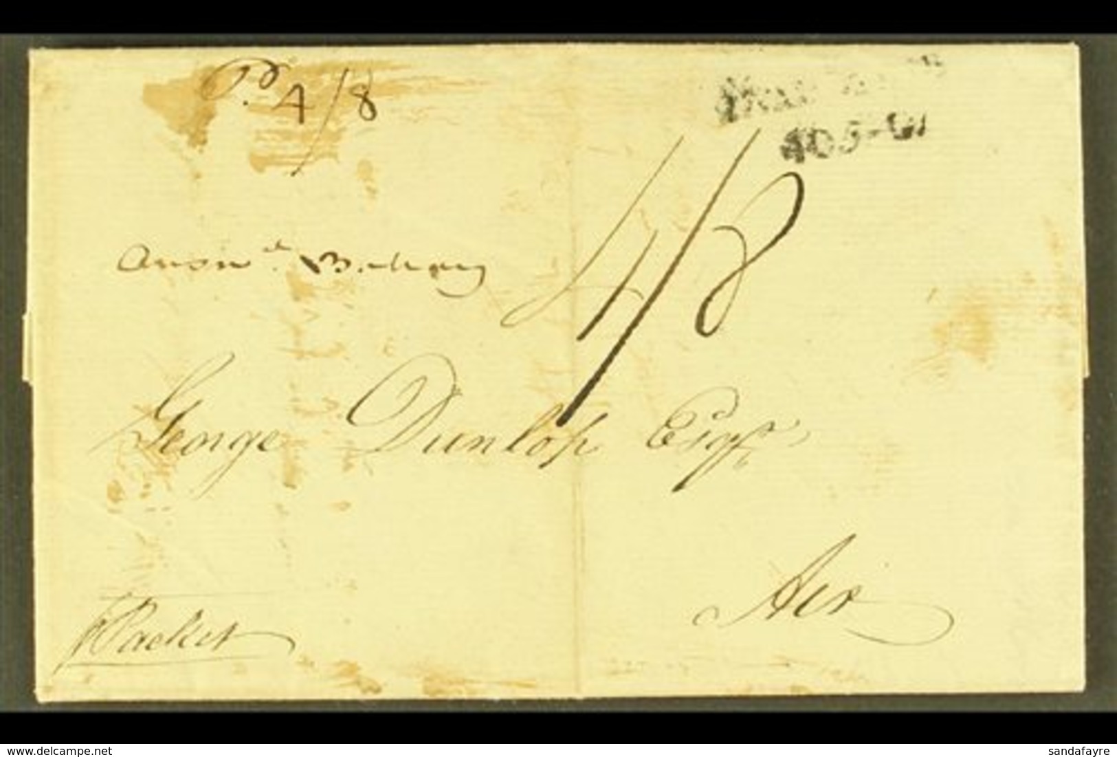 \Y 1812 ENTIRE TO SCOTLAND\Y 1812 (4 FEB) Entire Letter Addressed To George Dunlop At Ayr, With Manuscript "4/8" Rate An - Grenada (...-1974)