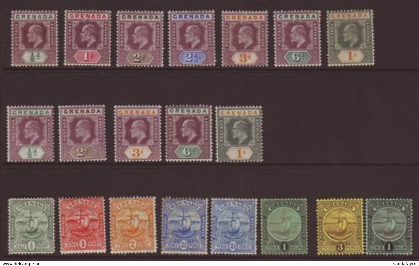 \Y 1902-11 KEVII MINT RANGE\Y On A Stock Card. Includes 1902 Set To 1s, 1904-06 ½d, 2d, 3d, 6d And 1s, 1906 "Badge" Set  - Grenade (...-1974)