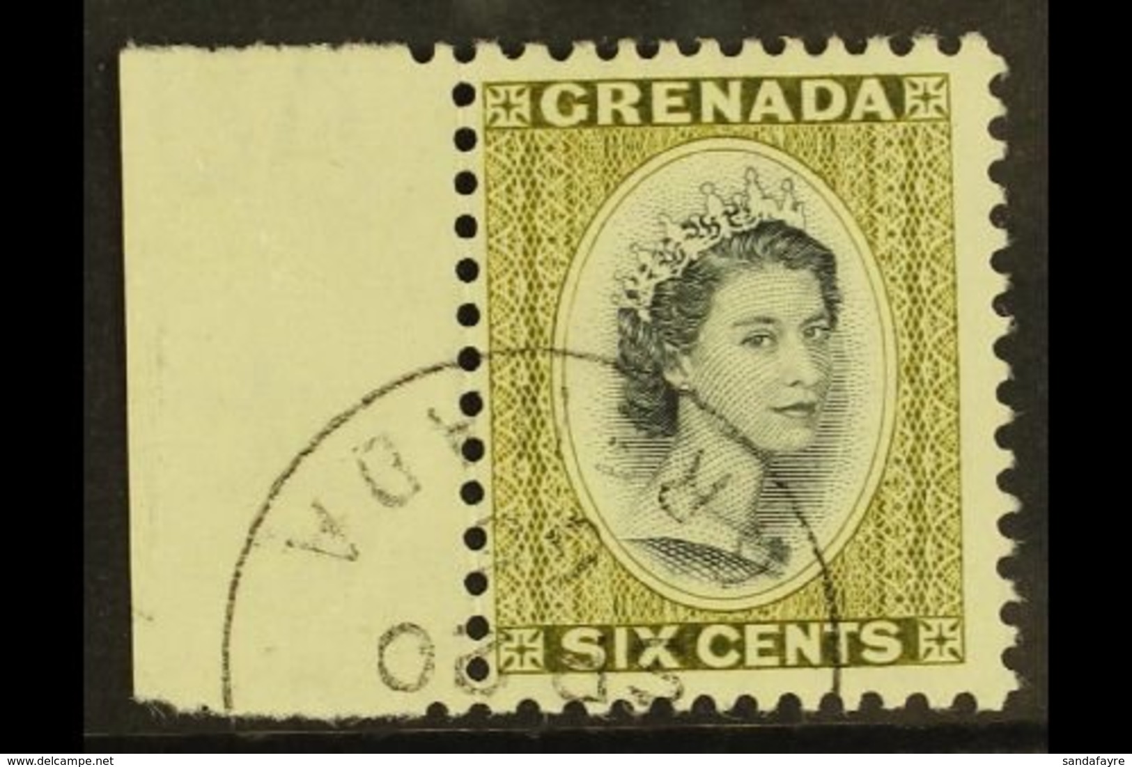 \Y 1964\Y 6c Black And Olive Green, QEII, SG 218, Very Fine Marginal Used. For More Images, Please Visit Http://www.sand - Grenada (...-1974)