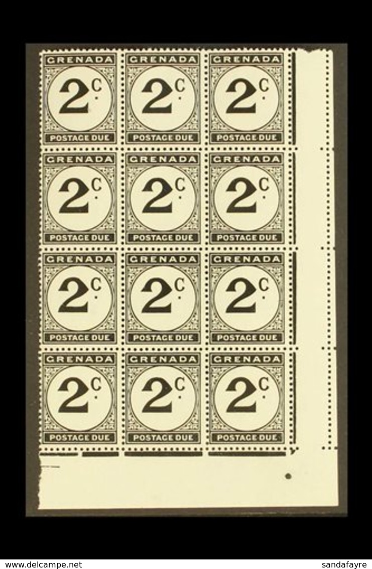 \Y POSTAGE DUES\Y 1952 2c Black WATERMARK ERROR ST. EDWARD CROWN, SG D15b, Within Superb Never Hinged Mint Lower Right C - Grenada (...-1974)