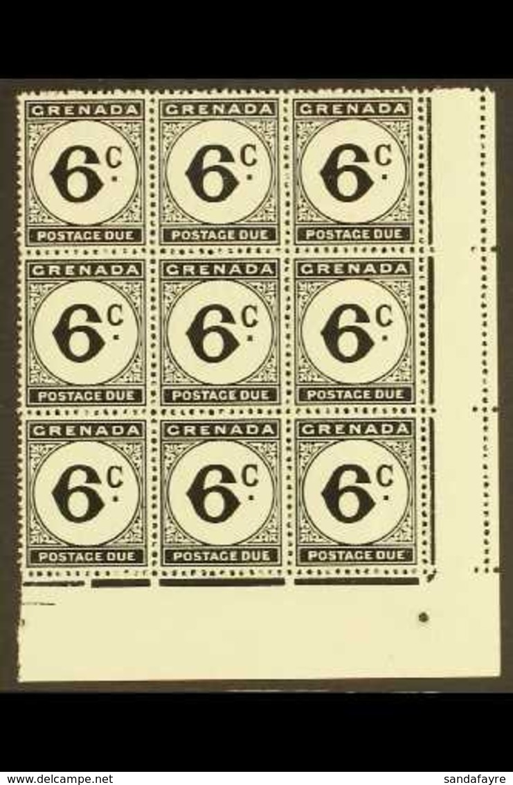 \Y POSTAGE DUES\Y 1952 6c Black WATERMARK ERROR ST. EDWARD CROWN, SG D17b, Within Superb Never Hinged Mint Lower Right C - Grenade (...-1974)