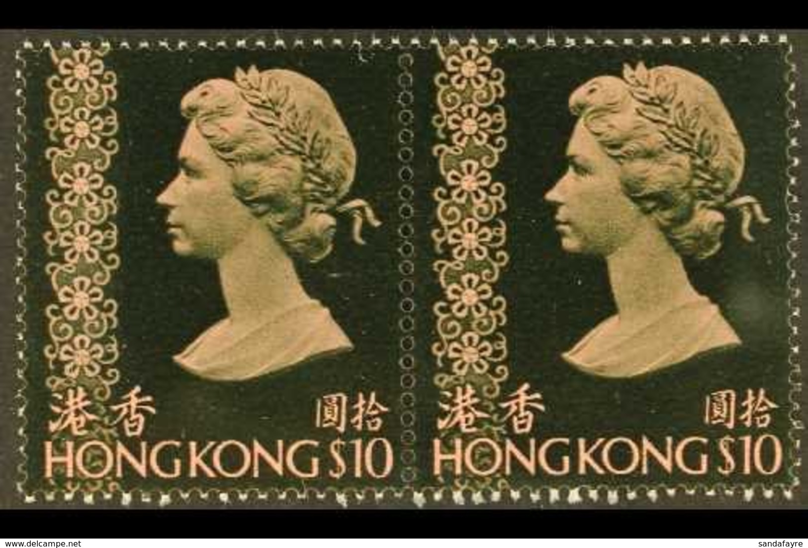 \Y 1976\Y (no Watermark) $10 Pink And Deep Blackish Olive, SG 352, Never Hinged Mint Horizontal Pair. For More Images, P - Other & Unclassified