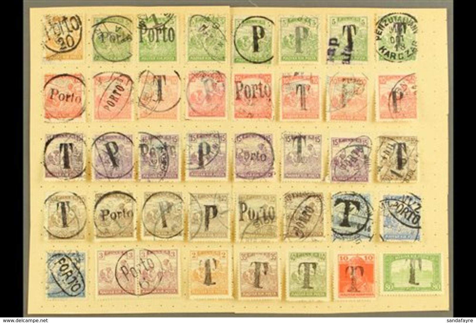 \Y LOCAL PROVISIONAL POSTAGE DUES\Y 1918-1919 Interesting Group Of Various Mostly Used "P", "T" & "Porto" Handstamps On  - Other & Unclassified