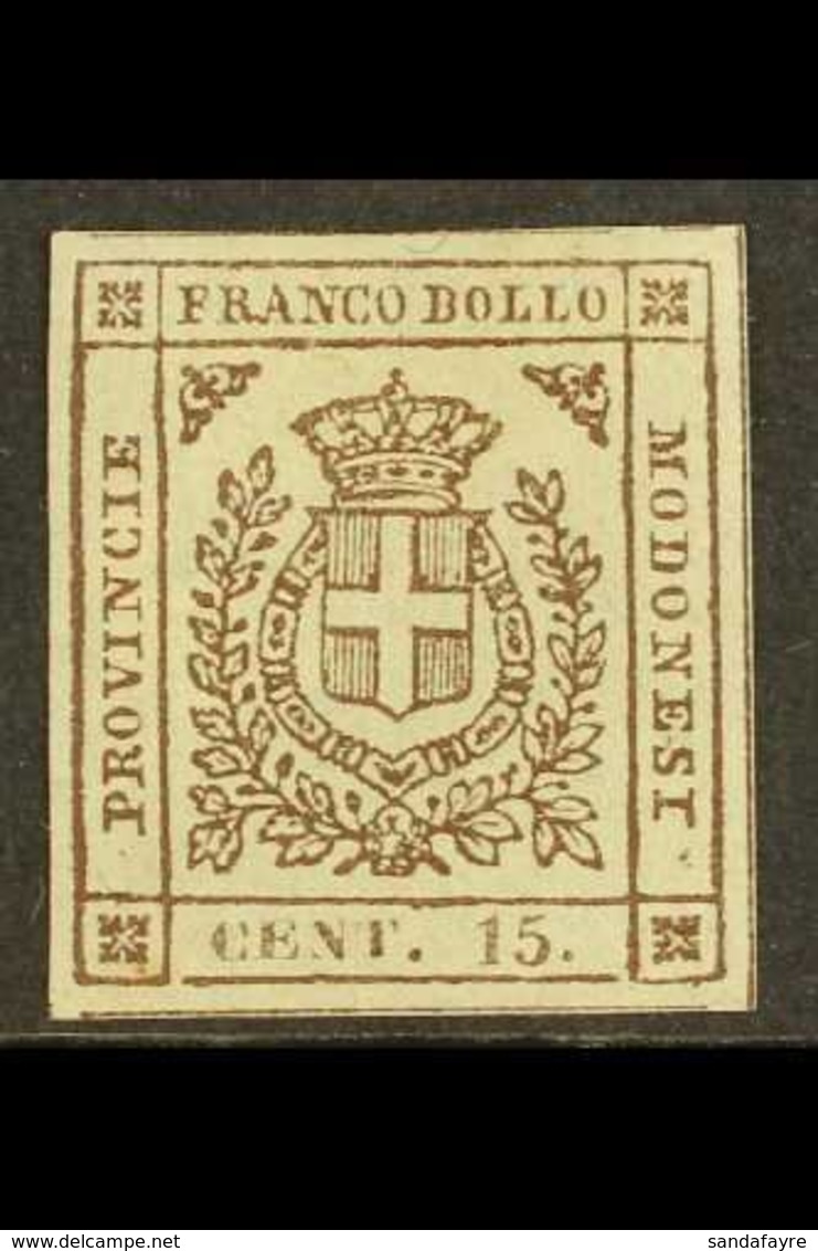 \Y MODENA\Y 1859 15c Brown Provisional Govt, Sass 13, Fine Mint Part Og With Light Corner Crease. Scarce Stamp. Cat €375 - Unclassified