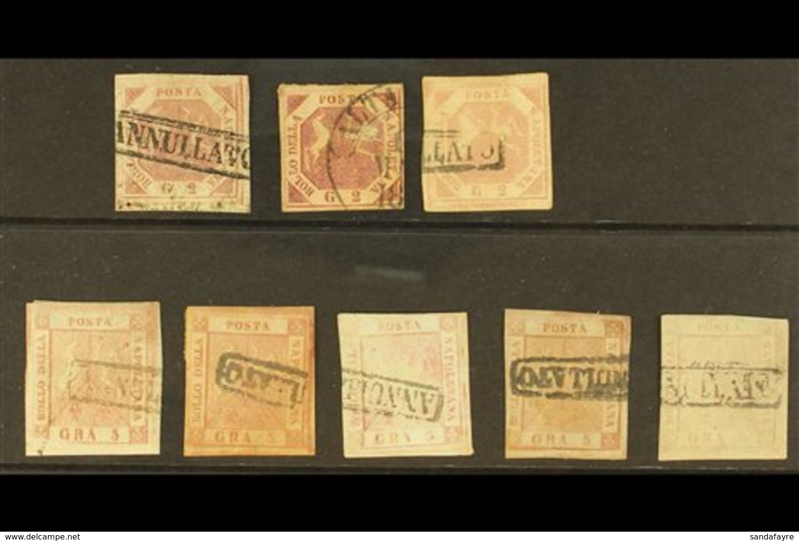 \Y NAPLES\Y 2g & 5g Shades Group, SG 3, 3A, 4A, Good To Fine Used (8 Stamps). For More Images, Please Visit Http://www.s - Non Classés