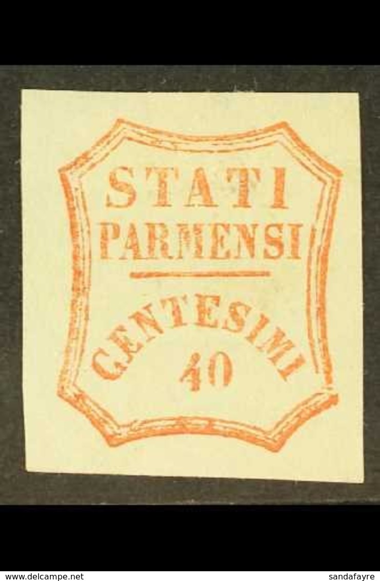 \Y PARMA\Y 1859 40c Pale Vermilion, Provisional Govt, Sass 17a, Very Fine150 Mint Appearance, Tiny Thin. Cat €1100 (£980 - Non Classés
