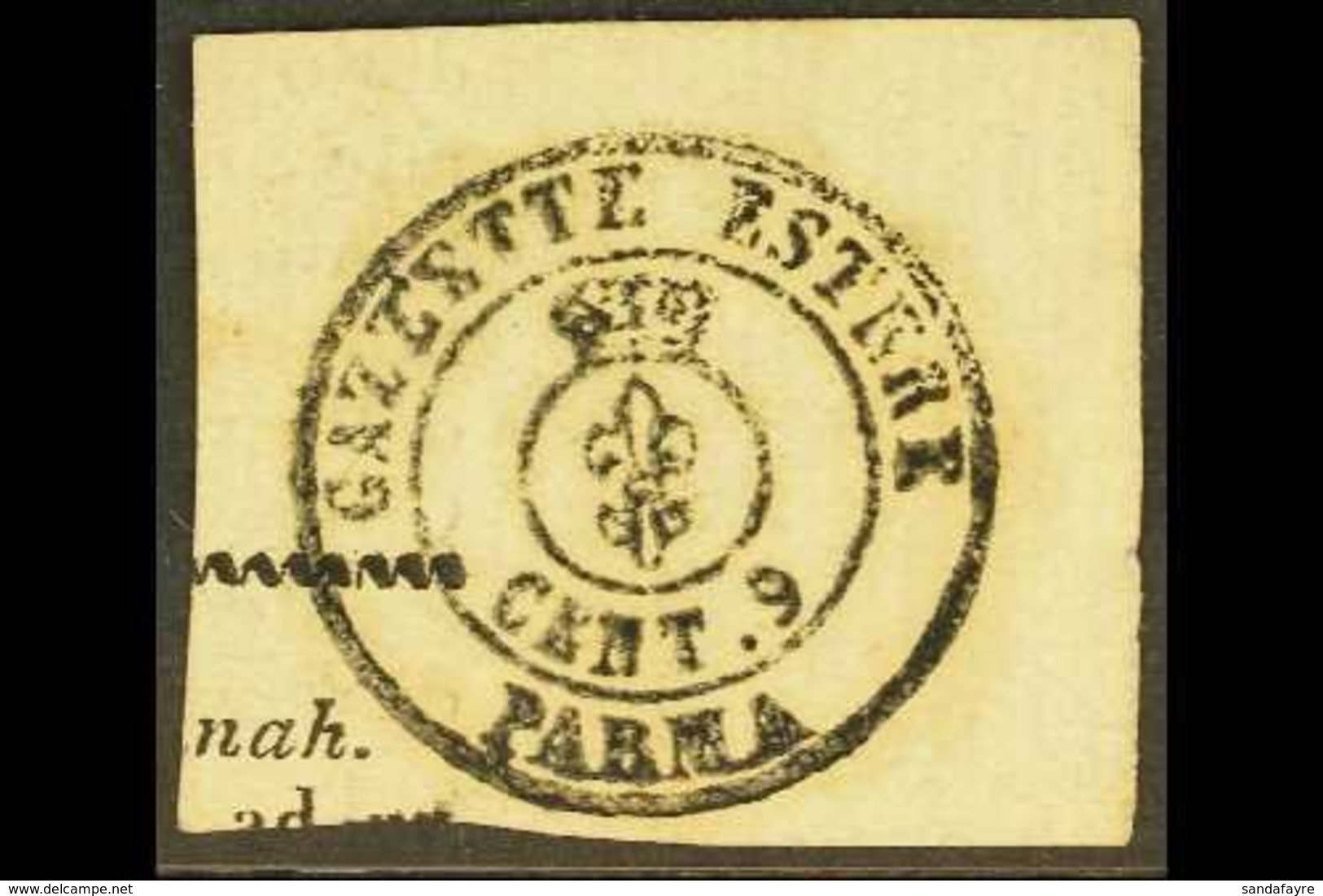 \Y PARMA\Y NEWSPAPER TAX 1852 9c "Parma" Handstruck Stamp On Piece, Sass B1, Fine Used With Clear Lettering. For More Im - Non Classés
