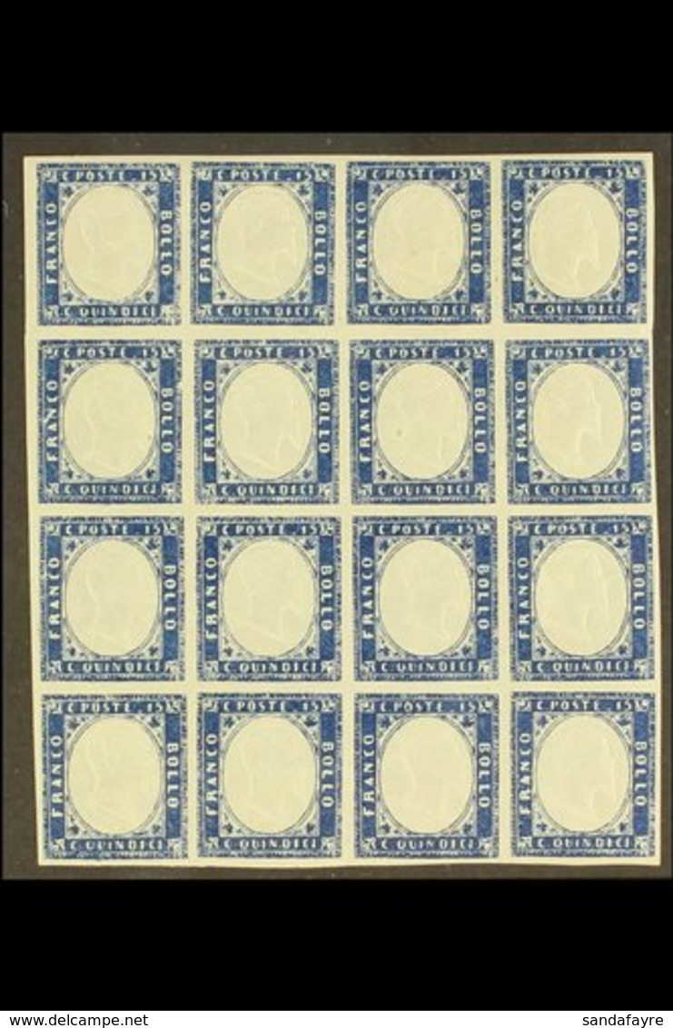 \Y 1863\Y 15c Blue Imperf, Sass 11, Superb NEVER HINGED MINT Block Of 16. Rare And Magnificent Show Piece. Raybaudi Phot - Unclassified