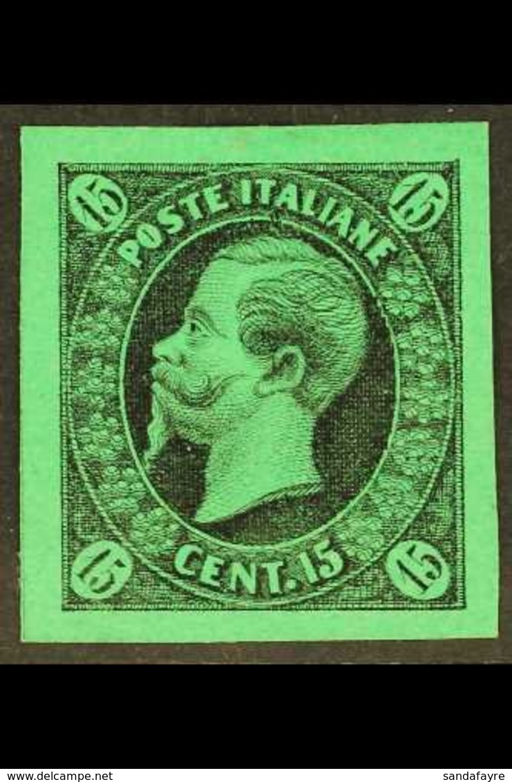 \Y 1863 RONCHI ESSAYS\Y 15c Black On Bright Emerald Green Paper, CEI S7s, Very Fine With Large Margins All Round. For Mo - Ohne Zuordnung