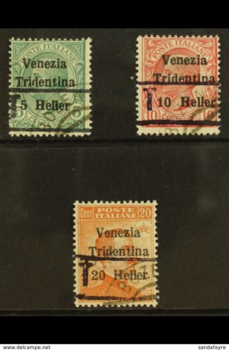 \Y TRENTINO - ALTO ADIGE\Y 1918 -19 Barred "T" Overprint Without Numerals, 5c On 5c, 10c On 10 And 20c On 20c, Sass BZ3/ - Non Classés