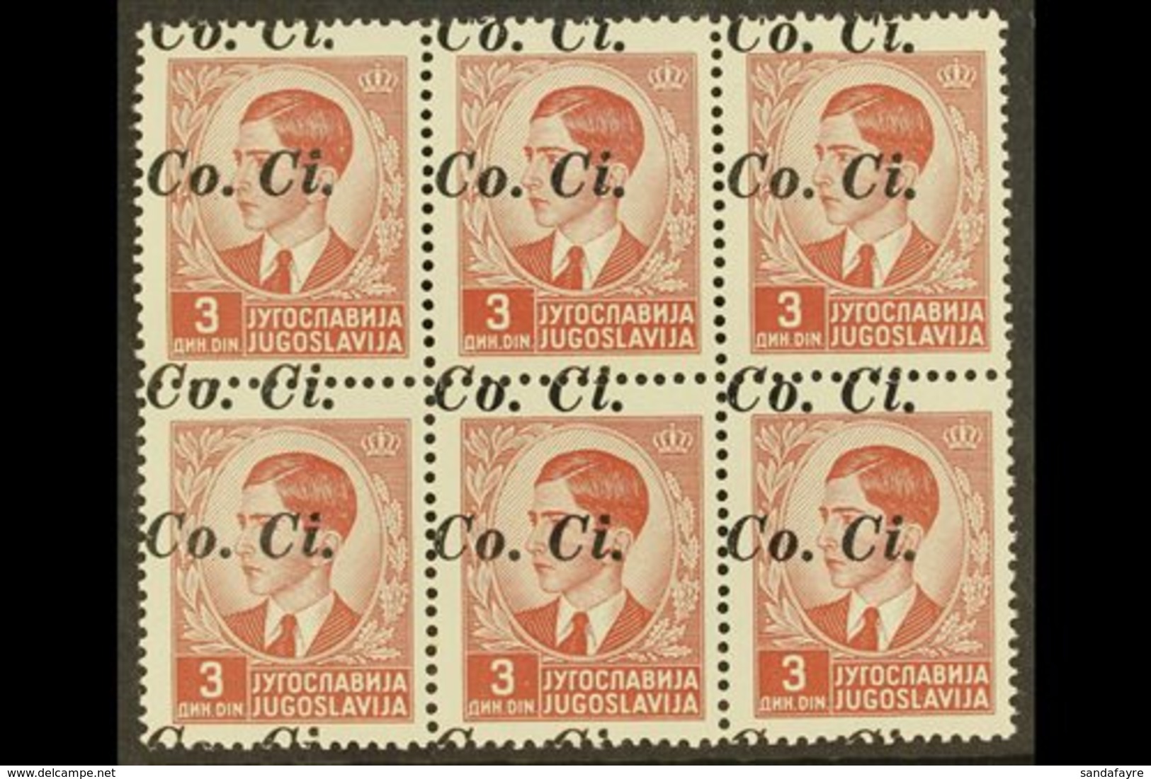 \Y WWII - OCCUPATION OF KUPA (FIUME)\Y 1941 3d Red Brown, Overprinted "Co. Ci.", Variety "overprint Double", Sass 6aa, S - Non Classés