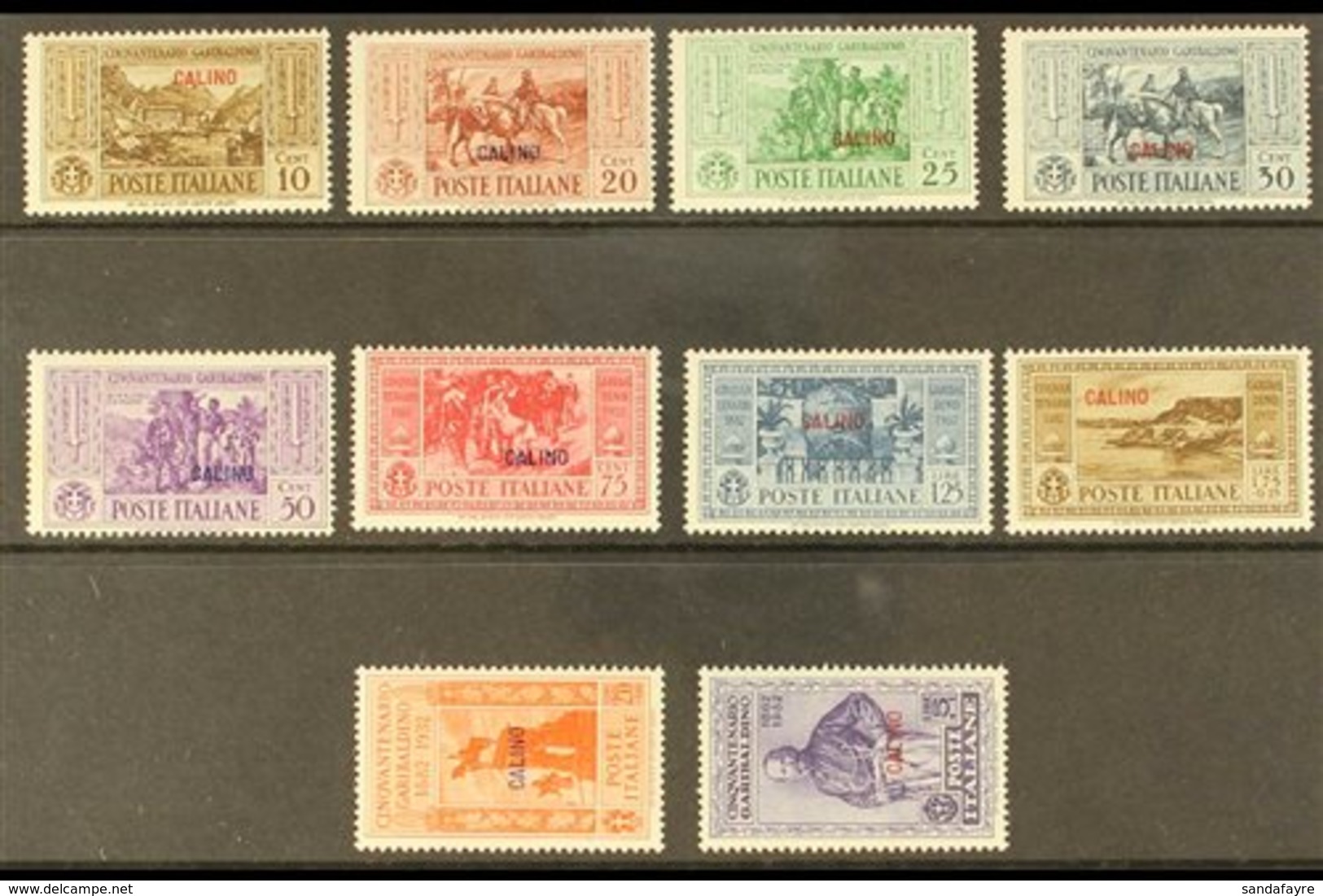 \Y CALIMNO\Y 1932 Garibaldi "CALINO" Overprints Complete Set (SG 89/98 A, Sassone 17/26), Never Hinged Mint. (10 Stamps) - Autres & Non Classés