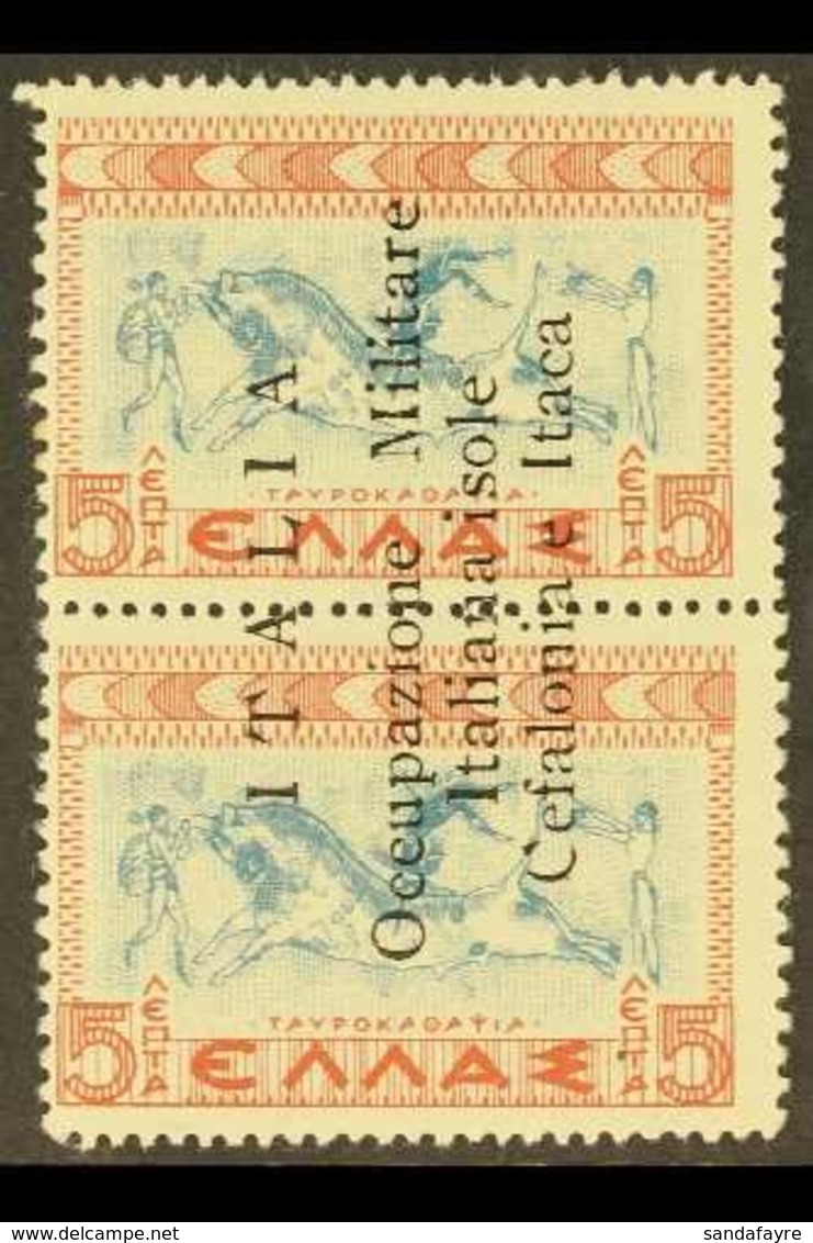 \Y CEPHALONIA & ITHACA\Y 1941 5 + 5L Vertical Pair Ovpt Reading From Base To Top, Sass 11d, Very Fine NHM. For More Imag - Other & Unclassified