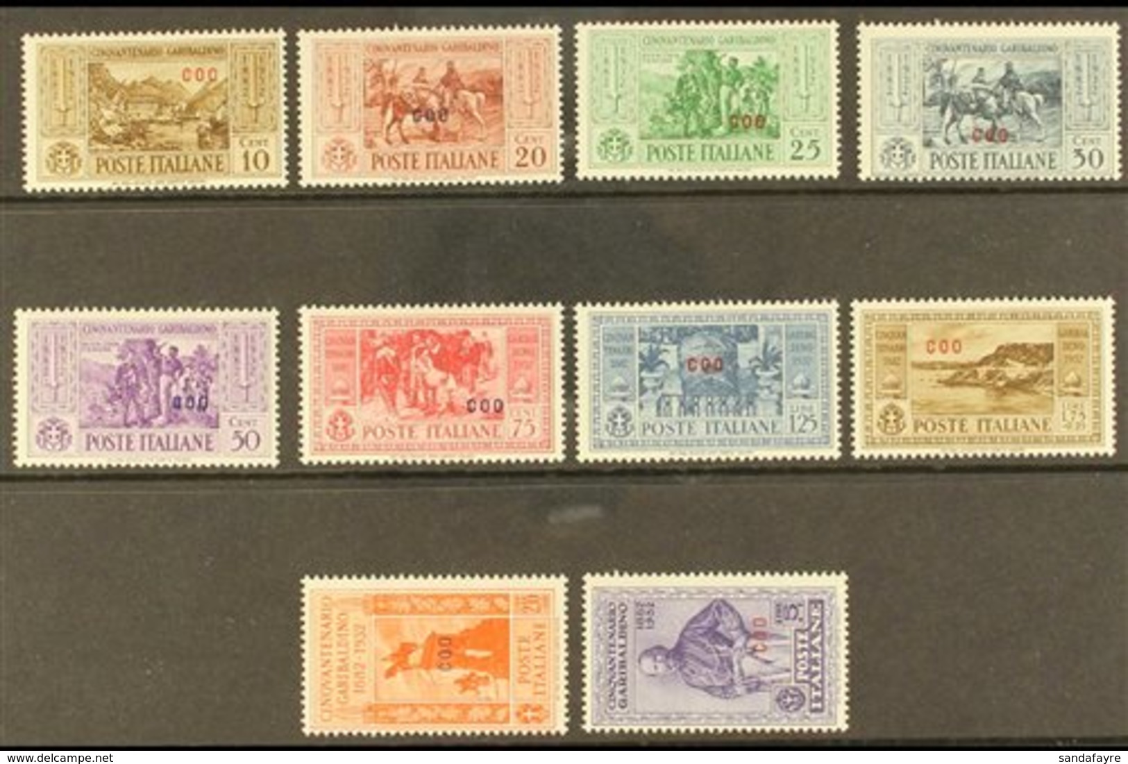 \Y COO (COS)\Y 1932 Garibaldi "COO" Overprints Complete Set (SG 89/98 C, Sassone 17/26), Never Hinged Mint, Fresh. (10 S - Other & Unclassified