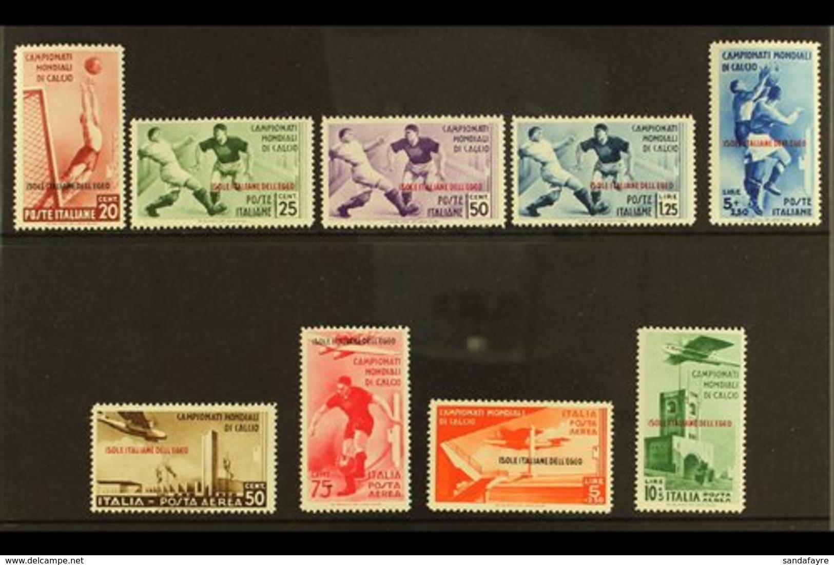 \Y DODECANESE ISLANDS\Y AEGEAN ISLANDS - EGEO 1934 Football Complete Set Inc Airs (Sassone 75/79 & A34/37, SG 128/36), F - Other & Unclassified