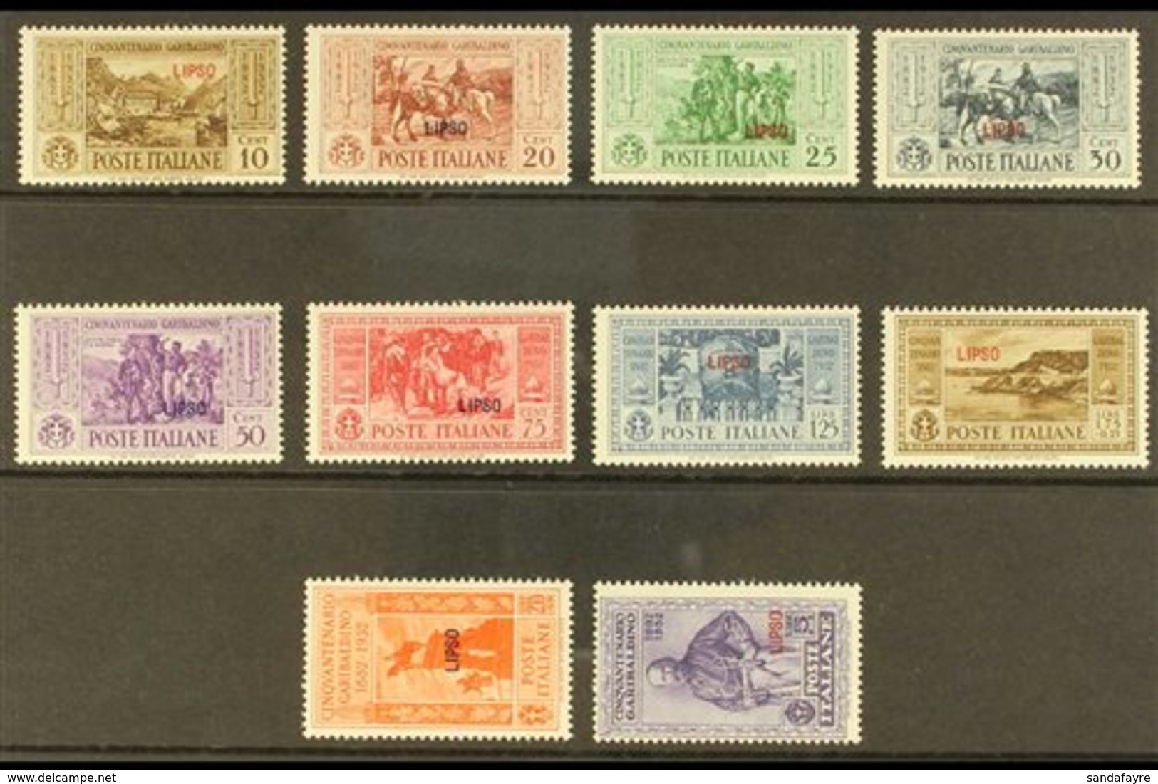 \Y LIPSO (LISSO)\Y 1932 Garibaldi "LIPSO" Overprints Complete Set (SG 89/98 F, Sassone 17/26), Never Hinged Mint, Fresh. - Sonstige & Ohne Zuordnung