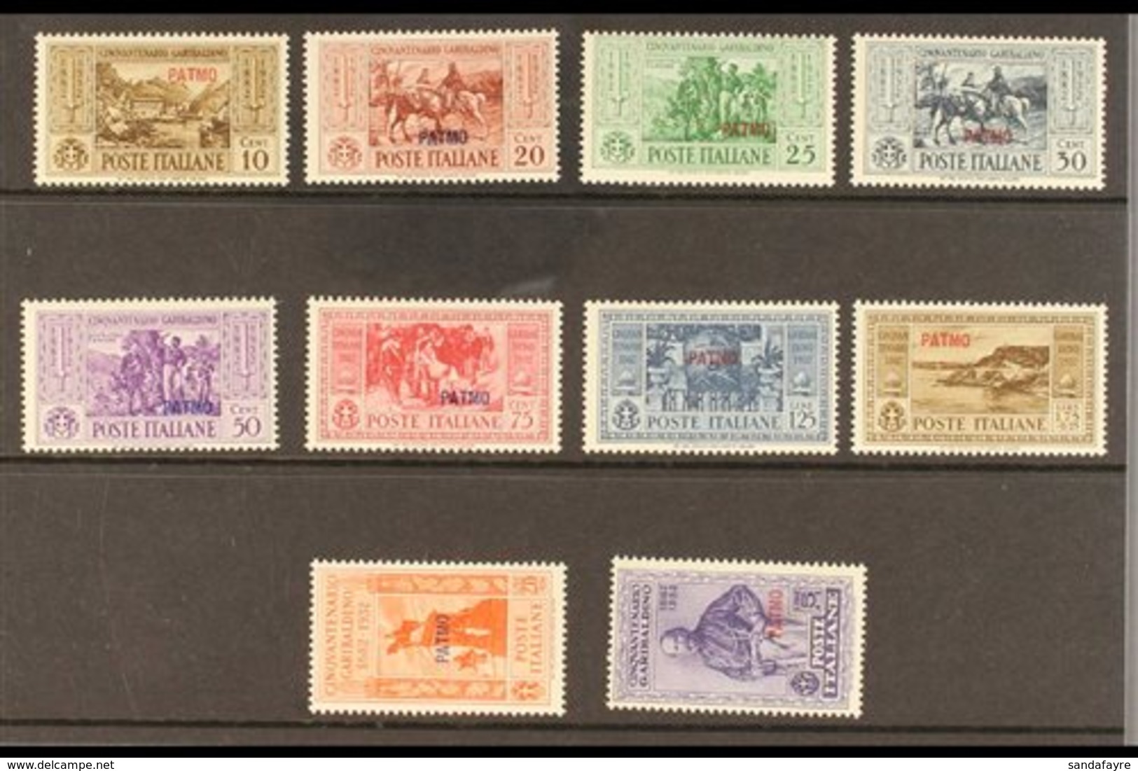 \Y PATMOS\Y 1932 Garibaldi "PATMO" Overprints Complete Set (SG 89/98 H, Sassone 17/26), Never Hinged Mint, 10c & 5L Valu - Other & Unclassified