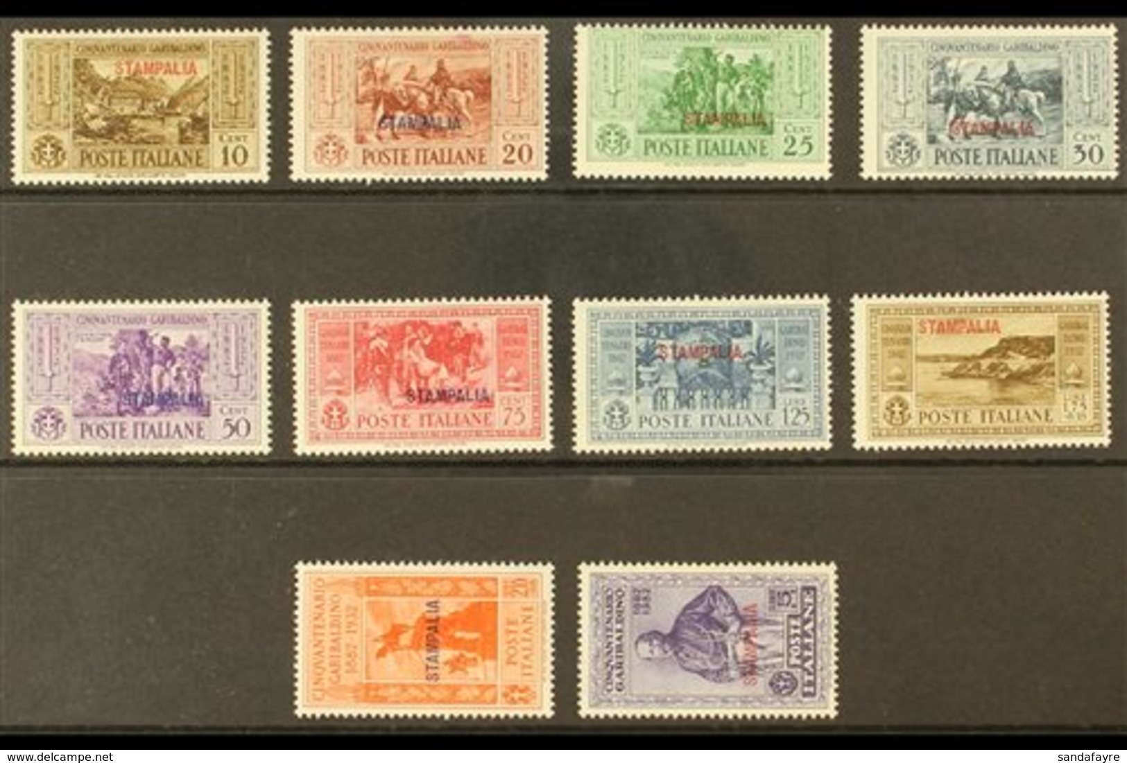 \Y STAMPALIA\Y 1932 Garibaldi "STAMPALIA" Overprints Complete Set (SG 89/98 M, Sassone 17/26), Never Hinged Mint (20c &  - Autres & Non Classés