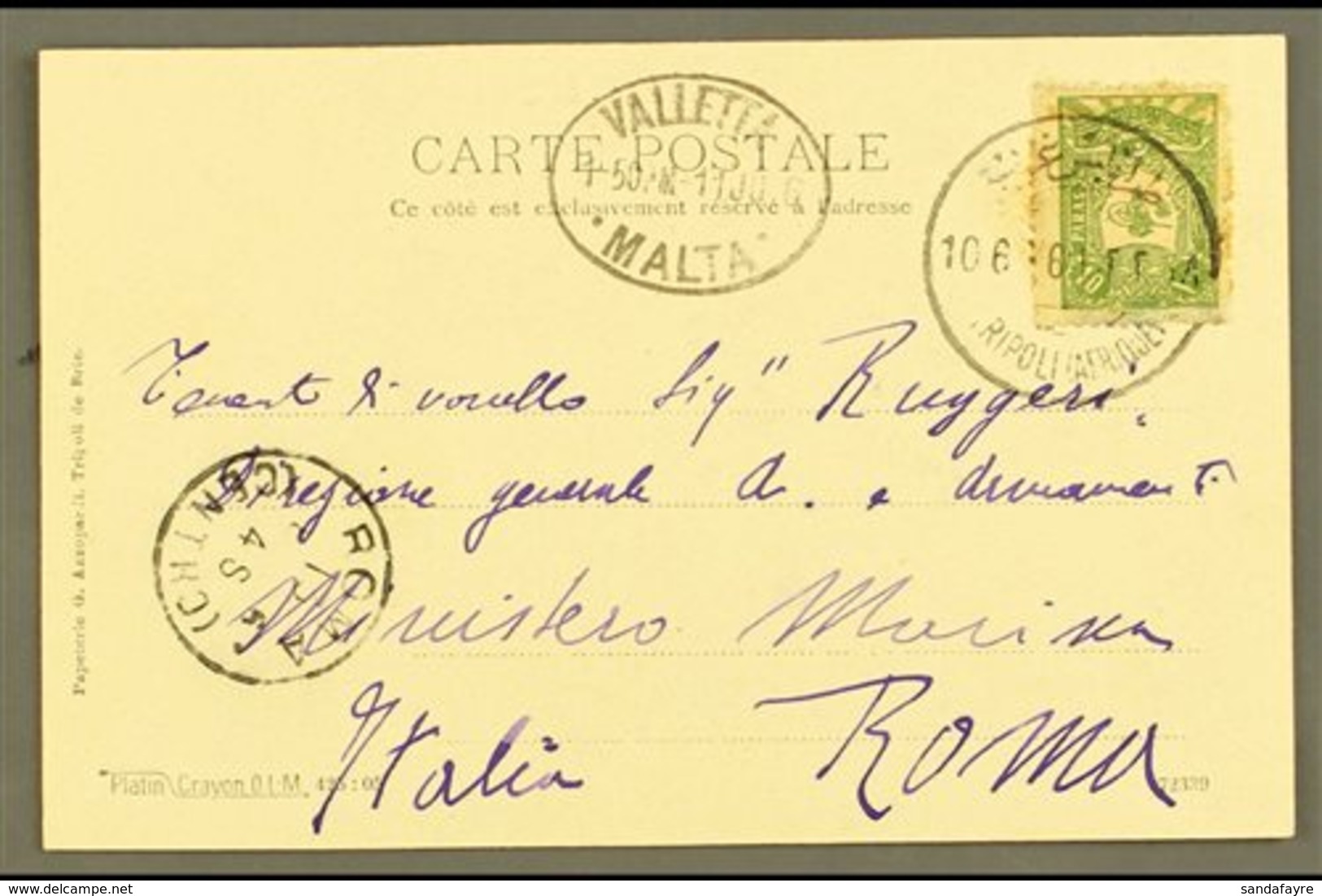 \Y TRIPOLI (LIBYA) 1906\Y (June) Picture Postcard Of Rue Principale De Tripoli, Bearing 10pa To Rome, Italy, With Good C - Autres & Non Classés