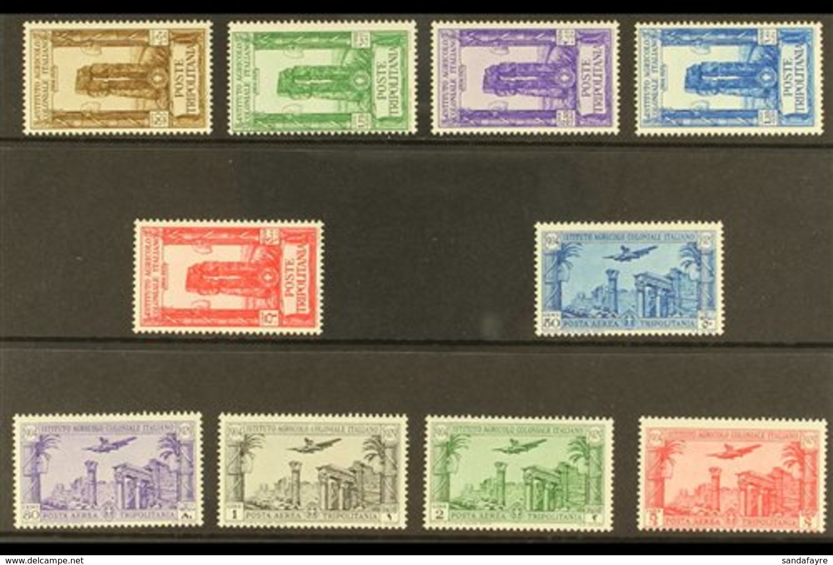 \Y TRIPOLITANIA\Y 1930-31 Colonial Agricultural Institute Overprints Complete Set Including Airs (Sassone 73/77 & A17/21 - Autres & Non Classés