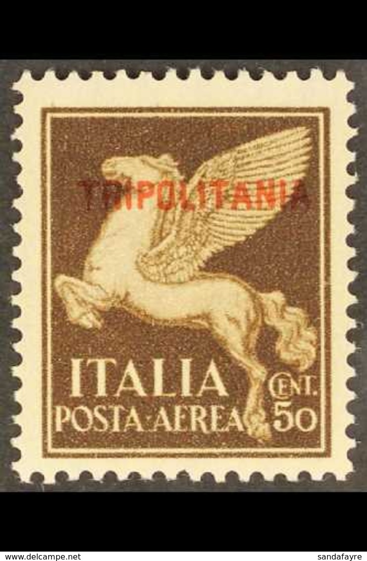 \Y TRIPOLITANIA\Y 1930 50c Brown Air Overprint Unissued Stamp, Sassone 8, Never Hinged Mint, Very Fresh. For More Images - Other & Unclassified