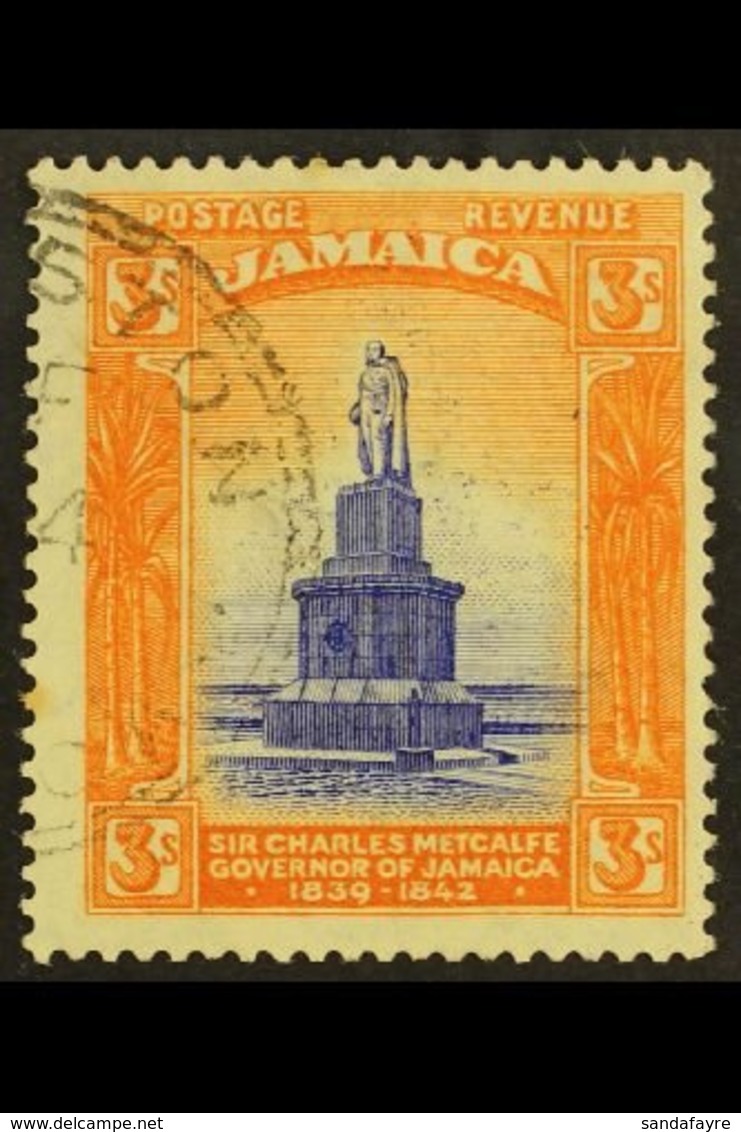 \Y 1919-21\Y 3s Violet-blue And Orange, Watermark Mult Crown CA, SG 87, Fine Used. For More Images, Please Visit Http:// - Jamaica (...-1961)