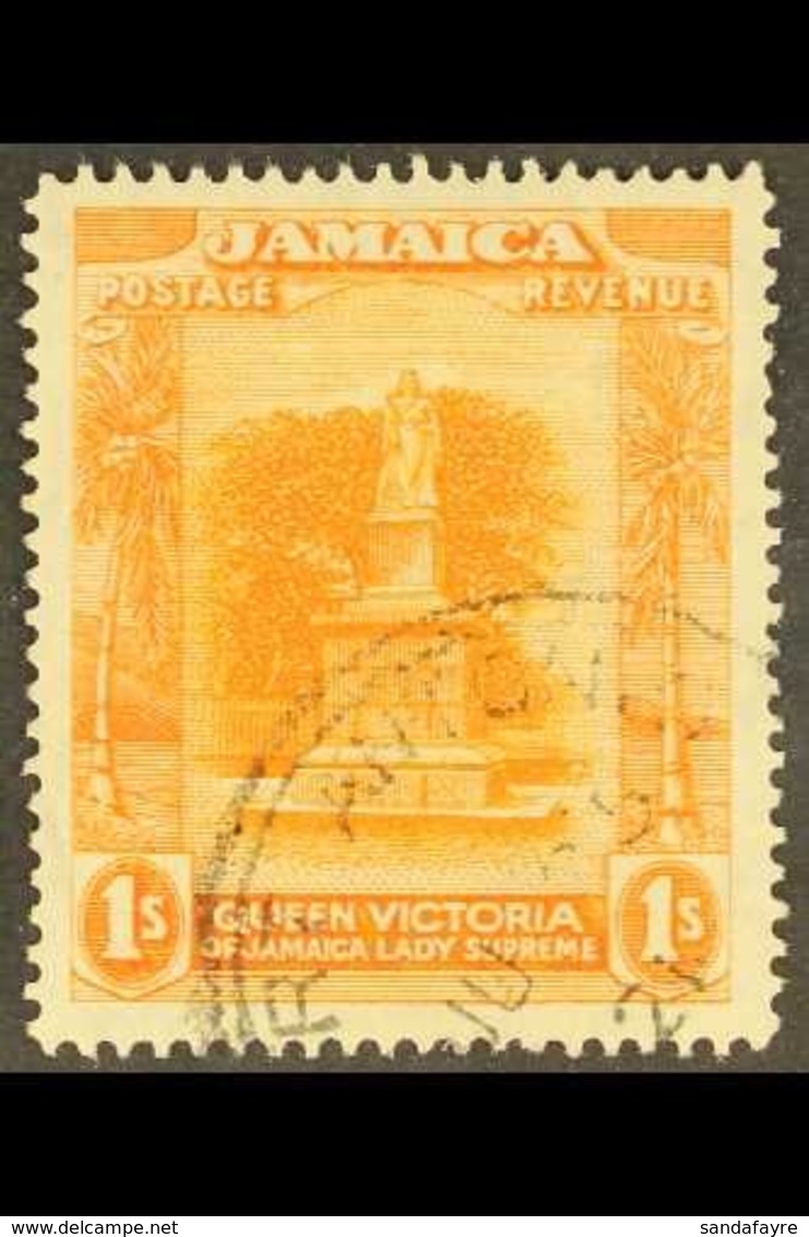 \Y 1919-21 RARE WATERMARK VARIETY.\Y 1919-21 1s Orange-yellow & Red-orange "C" OF "CA" MISSING FROM WATERMARK Variety, S - Jamaica (...-1961)