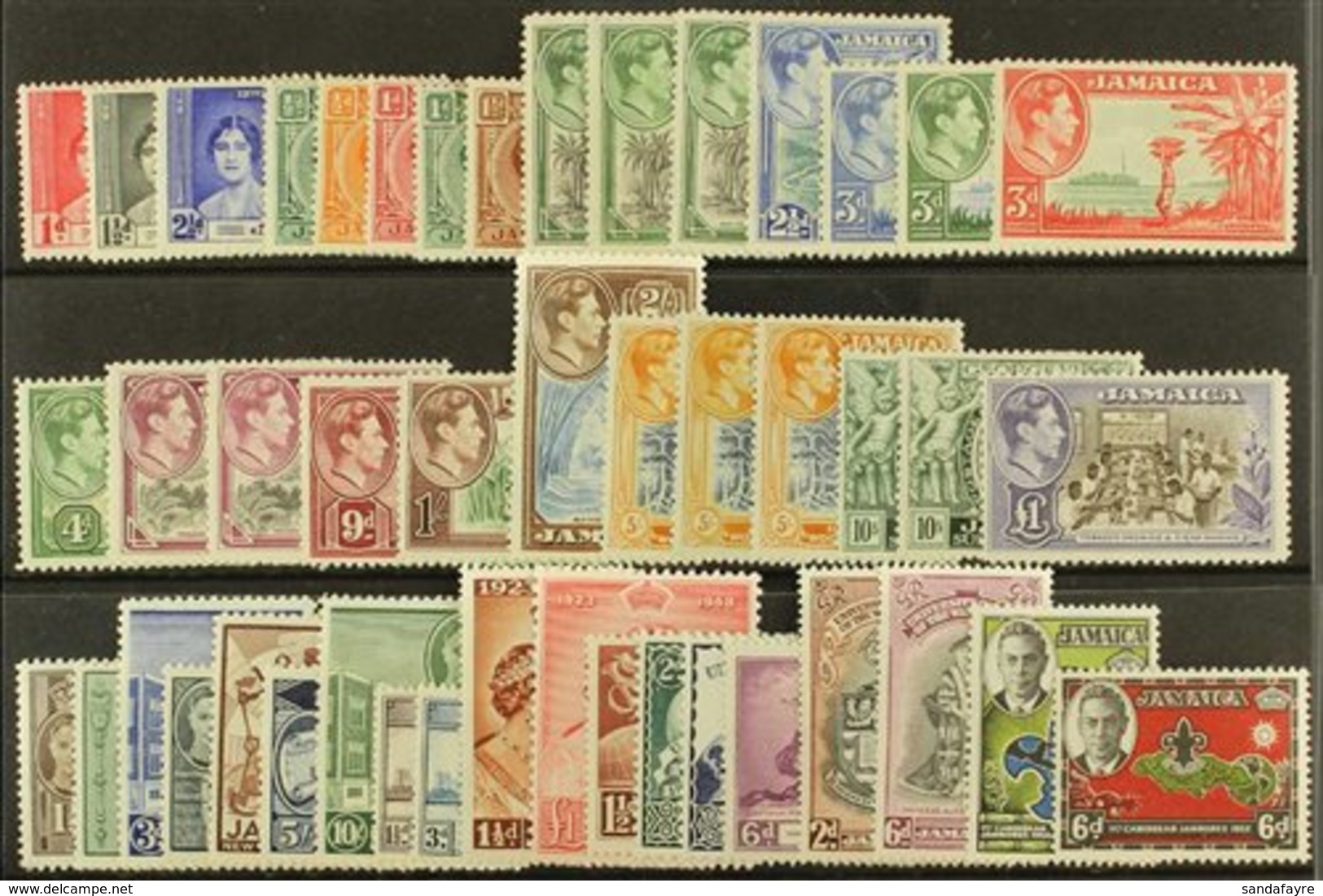 \Y 1937-52 COMPLETE KGVI MINT.\Y An Attractive Selection Presented On A Stock Card With A Complete "Basic" Run Of Issues - Jamaica (...-1961)