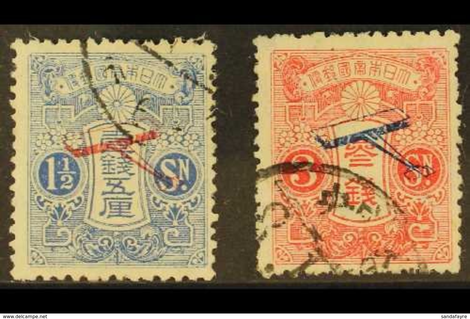 \Y 1919\Y Air Overprint 1½s And 3s, SG 196/197, Fine Cds Used. (2 Stamps) For More Images, Please Visit Http://www.sanda - Sonstige & Ohne Zuordnung