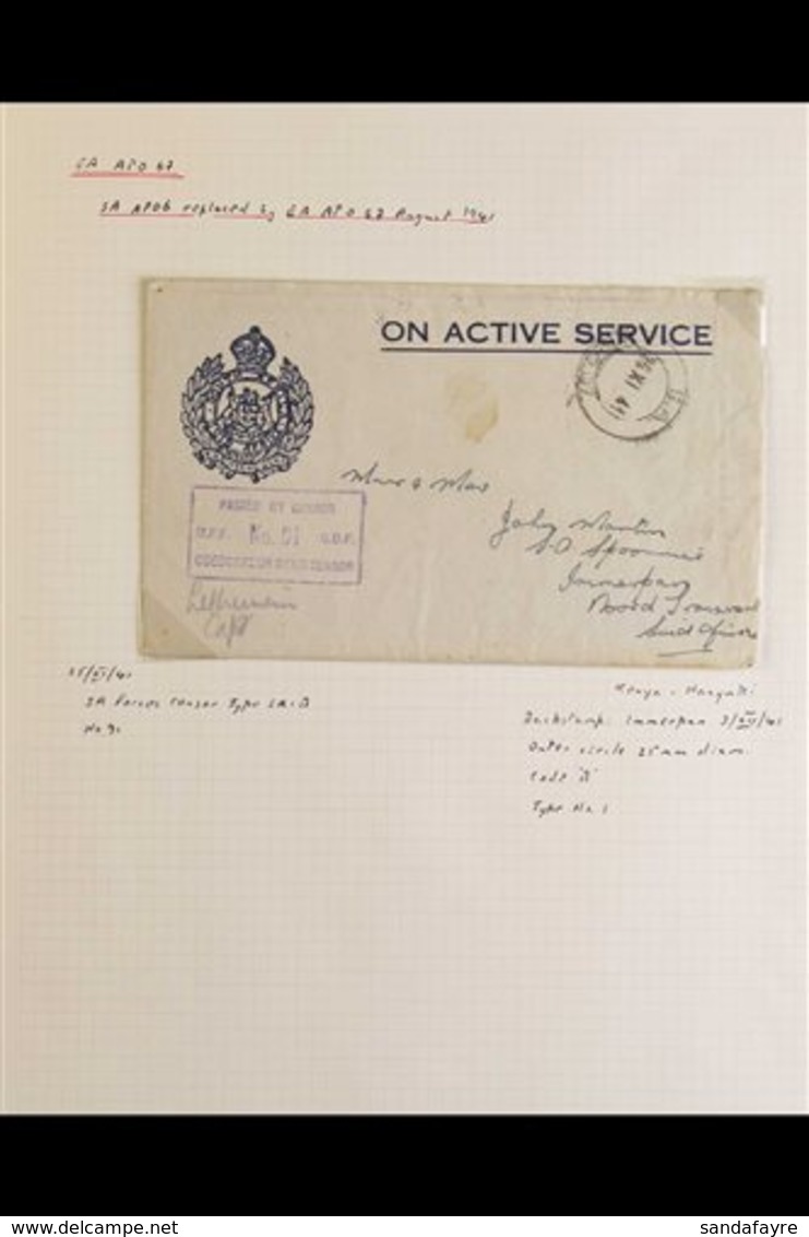 \Y 1940-1945 CENSOR COVERS COLLECTION\Y An Interesting Collection Of Censored, Mainly Stampless 'On Active Service' East - Vide