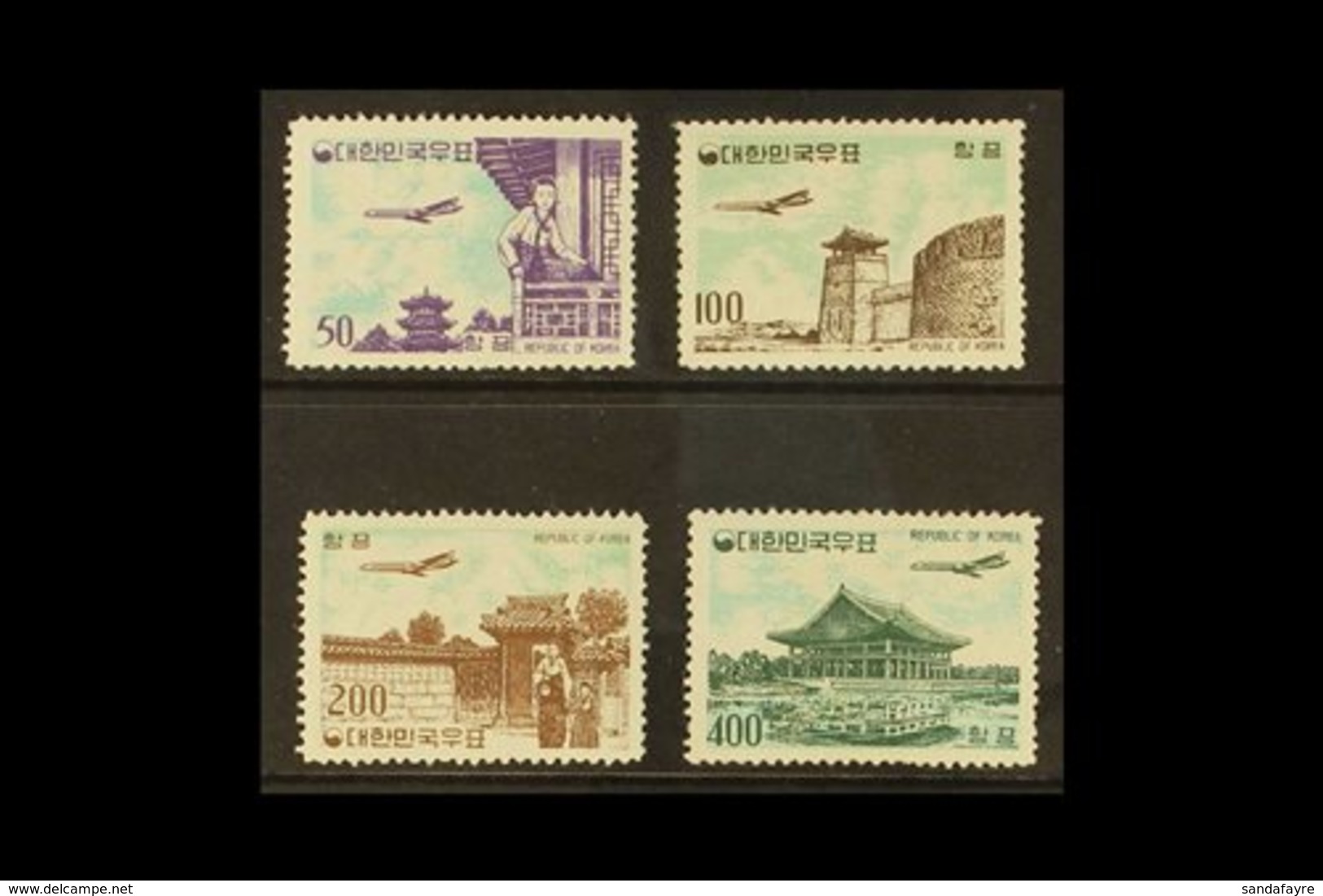 \Y 1961\Y Airmail Set, SG 417/20, Natural Line In Gum On 400h, Otherwise Never Hinged Mint (4 Stamps). For More Images,  - Korea (Süd-)