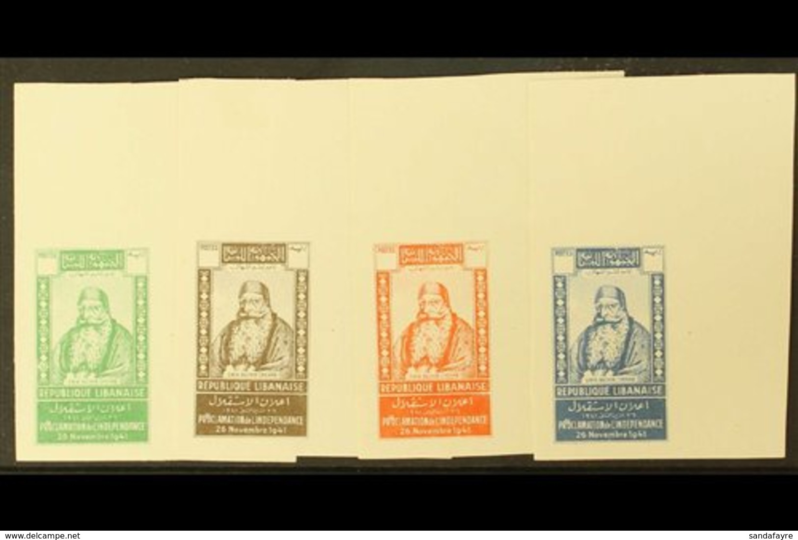 \Y 1942\Y 1st Anniversary Of Proclamation Of Independence, Postage Set, As SG 252/5, Set Of Proofs In Different Colours  - Liban