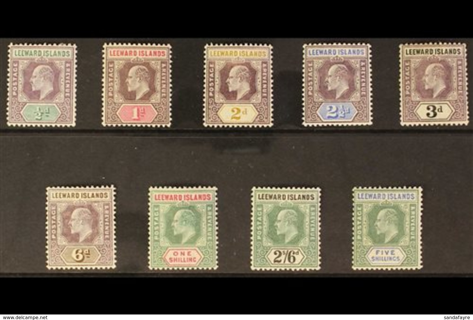 \Y 1902\Y Wmk Crown CA Set Complete, SG 20/28, Very Fine Mint (9 Stamps) For More Images, Please Visit Http://www.sandaf - Leeward  Islands