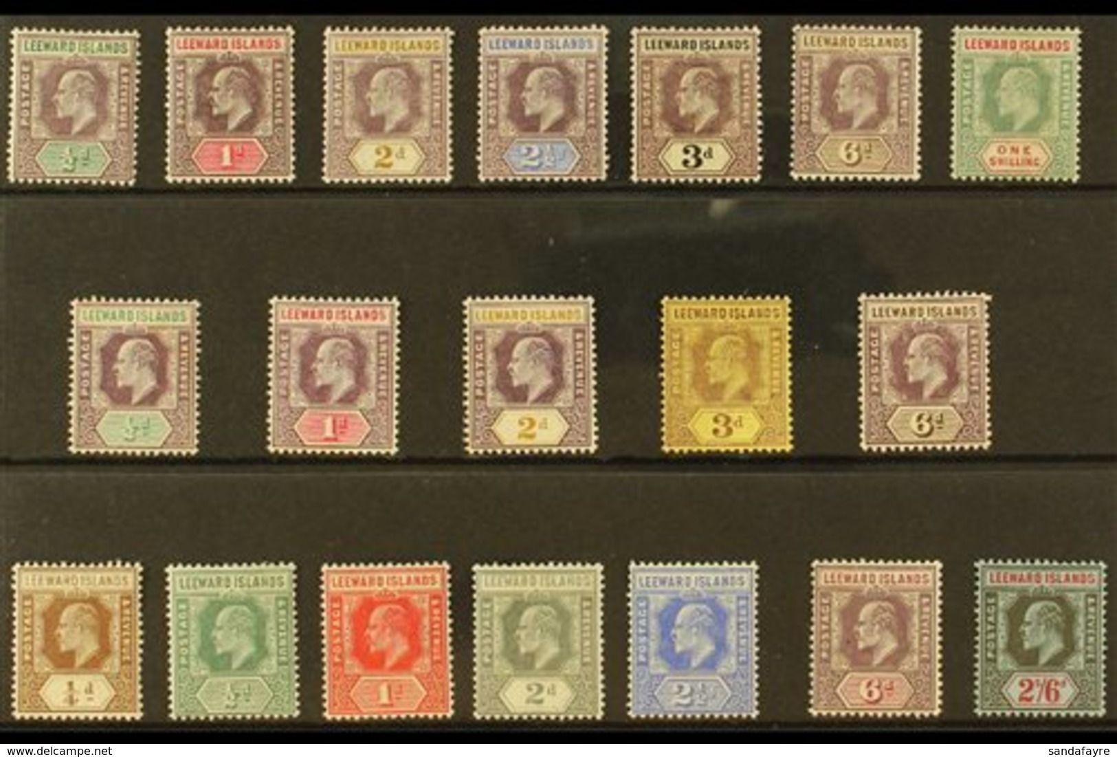 \Y 1902-11 KEVII MINT COLLECTION\Y Presented On A Stock Card & Includes 1902 CA Wmk Set To 1s, 1905-08 MCA Wmk Range Wit - Leeward  Islands