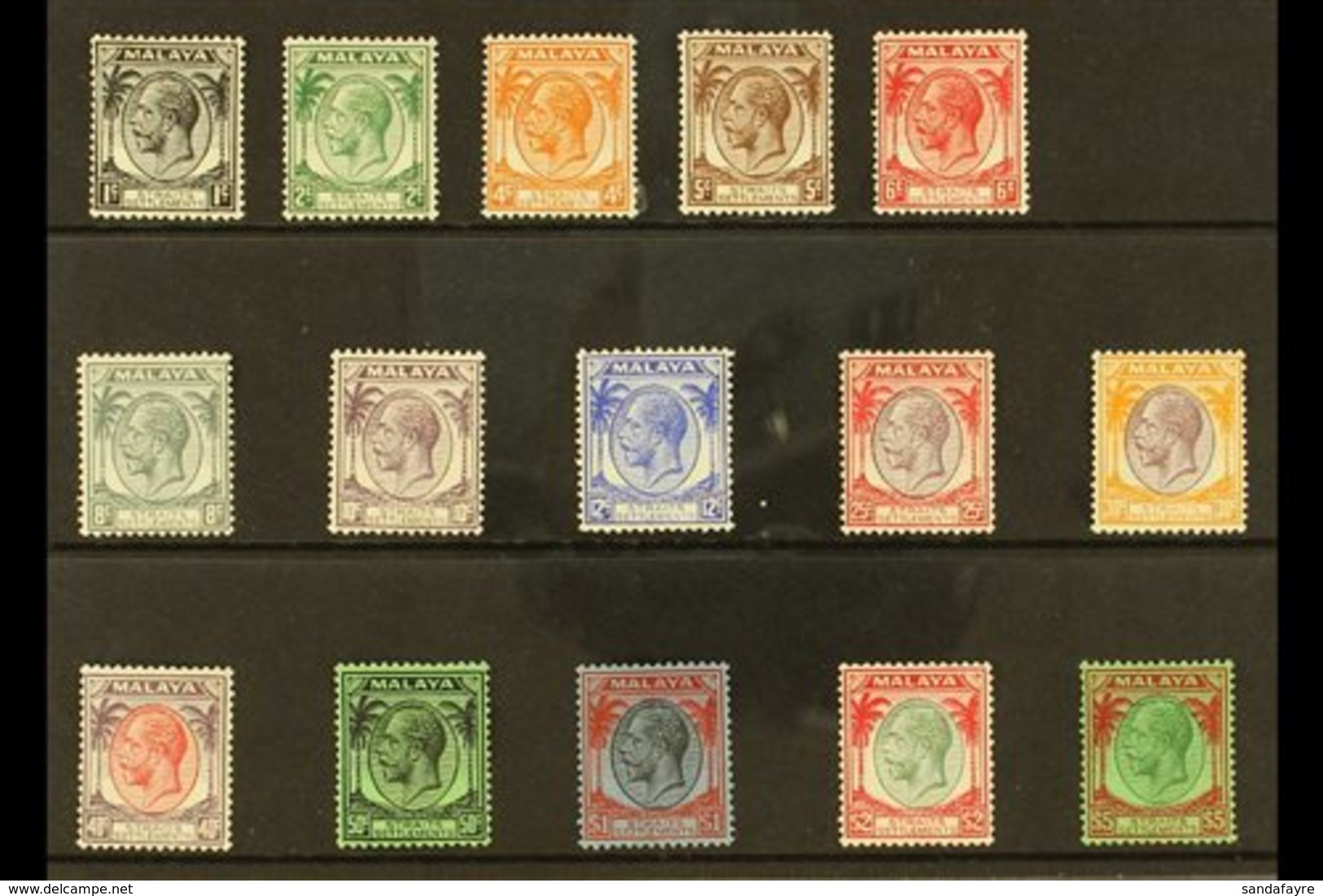 \Y 1936-37\Y KGV Complete Definitive Set, SG 260/74, Fine Mint (15 Stamps) For More Images, Please Visit Http://www.sand - Straits Settlements