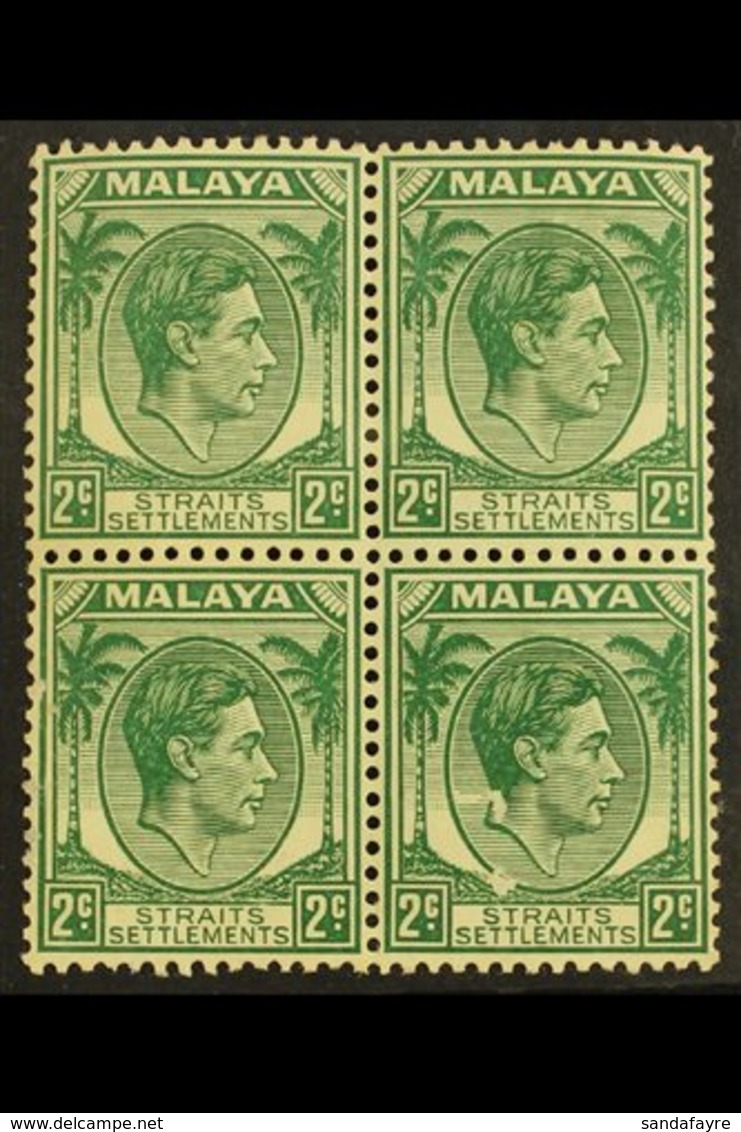 \Y 1937-41\Y 2c Green, Die II, SG 293, Mint Block Of Four, Light Gum Toning And Surface Scuffing To Both Bottom Stamps,  - Straits Settlements