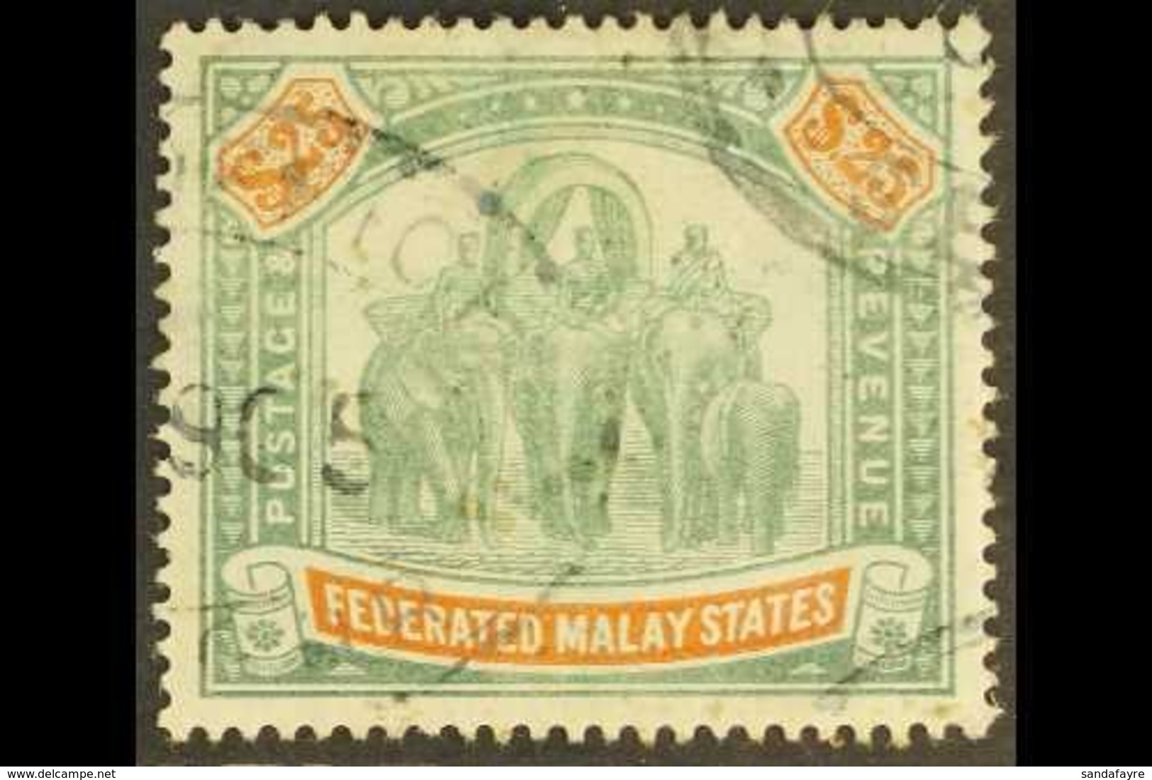 \Y FEDERATED MALAY STATES\Y 1900-01 $25 Green & Orange, SG 26, Good Used With Fiscal Cancels. For More Images, Please Vi - Sonstige & Ohne Zuordnung