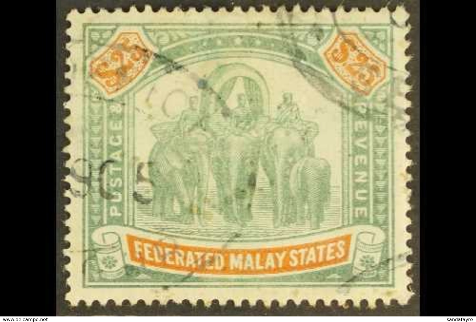 \Y FEDERATED MALAY STATES\Y 1900-01 $25 Green & Orange, SG 26, Good Used With Fiscal Cancels. For More Images, Please Vi - Autres & Non Classés