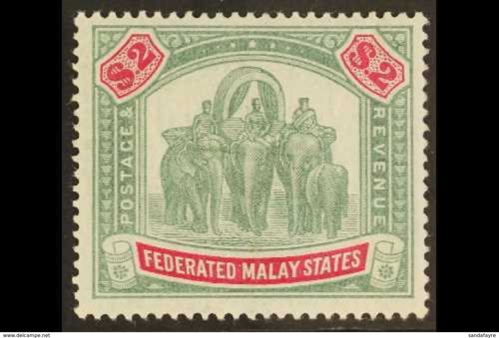 \Y FEDERATED STATES\Y 1900 $2 Green And Carmine, Wmk CC,  "Elephants", SG 24, Very Fine Mint.  For More Images, Please V - Other & Unclassified