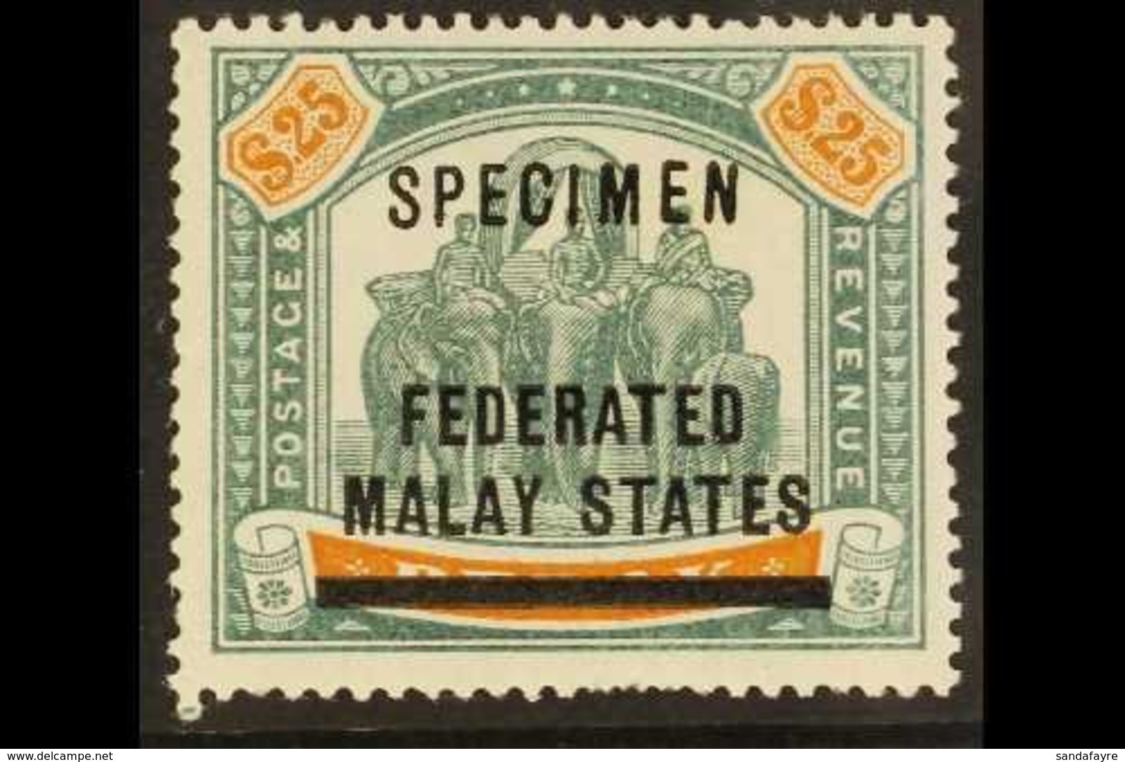 \Y FEDERATED STATES\Y 1900 $25 Green And Orange "Elephants", Ovptd "Specimen", SG 14s, Fine Mint, Few Nibbed Perfs At Ba - Autres & Non Classés