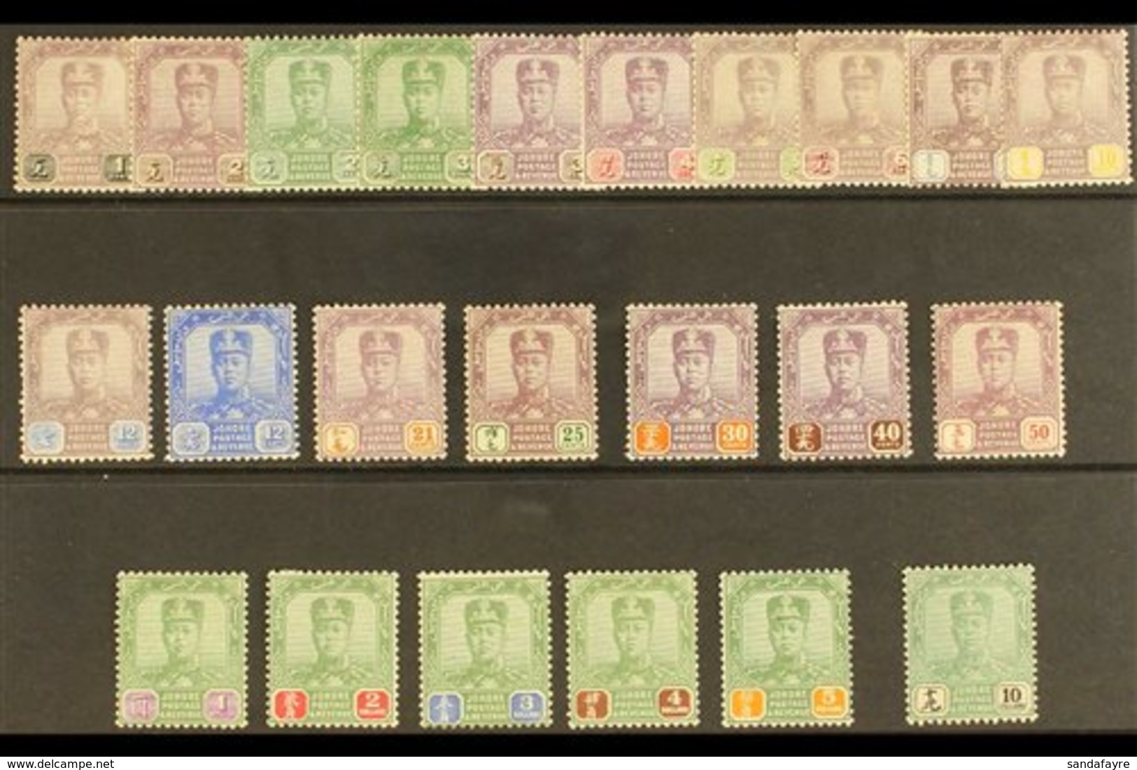 \Y JOHORE\Y 1922 - 41 Sultan Set To $10, Wmk Script, SG 103 - 25, Fine To Very Fine Mint. (23 Stamps) For More Images, P - Other & Unclassified