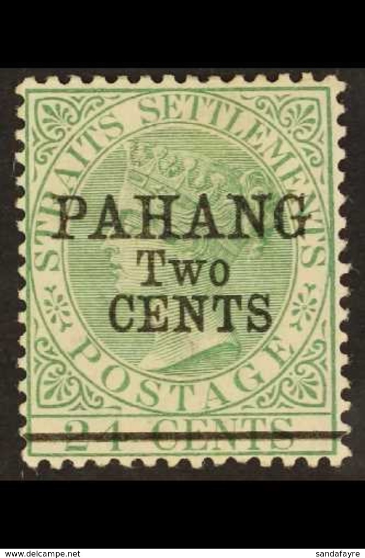 \Y PAHANG\Y 1891 2c On 24c Green, SG 9, Very Fine And Fresh Mint. Scarce And Lovely Stamp. For More Images, Please Visit - Autres & Non Classés
