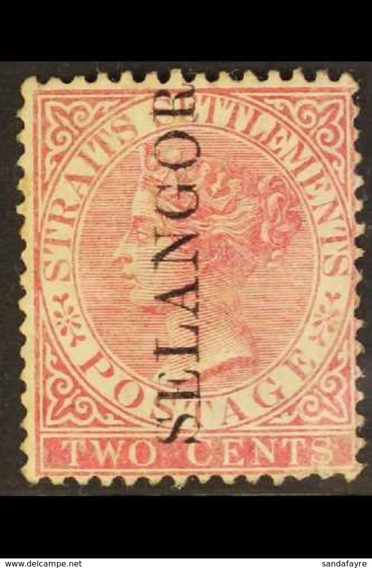 \Y SELANGOR\Y 1885-91 2c Pale Rose Large Vertical Overprint Type 32, SG 40, Unused No Gum, Minor Imperfections, Cat £750 - Other & Unclassified