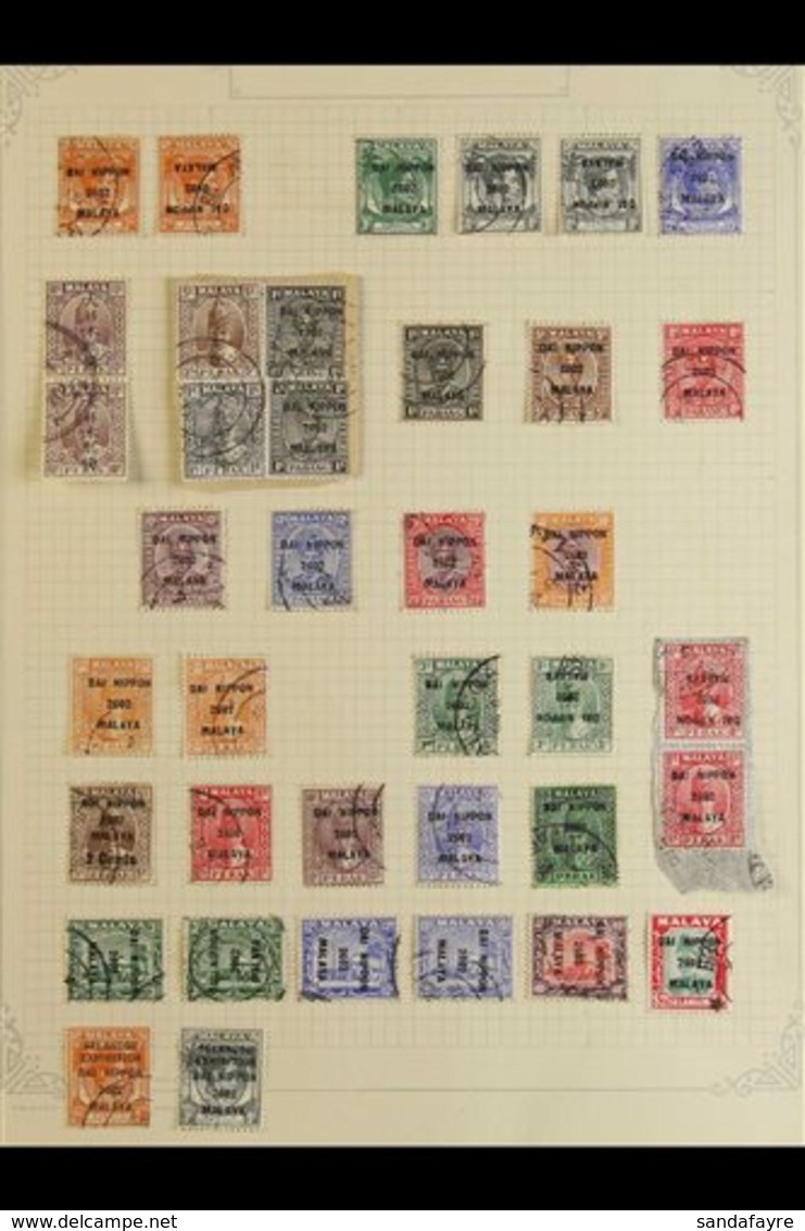 \Y GENERAL ISSUES\Y FINE USED COLLECTION On A Page, Includes 1942 "Dai Nippon" Opts On Straits Settlements Set, Plus 2c  - Other & Unclassified