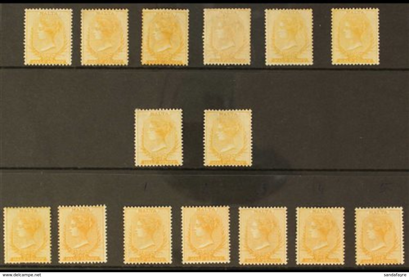 \Y 1863-1884 MINT SELECTION\Y With Many Shades On A Stock Card, Includes 1863-81 ½d (x8) Shades, Some Without Gum As Usu - Malta (...-1964)