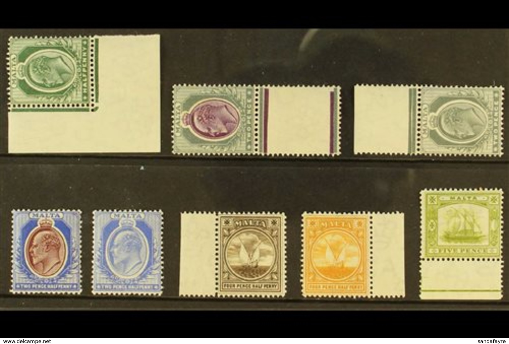 \Y 1904-14\Y NEVER HINGED MINT Group, Wmk Mult. Crown CA, Incl. Both 2d, 2½d & 4½d Plus ½d Deep Green, 5d Pale Sage-gree - Malte (...-1964)