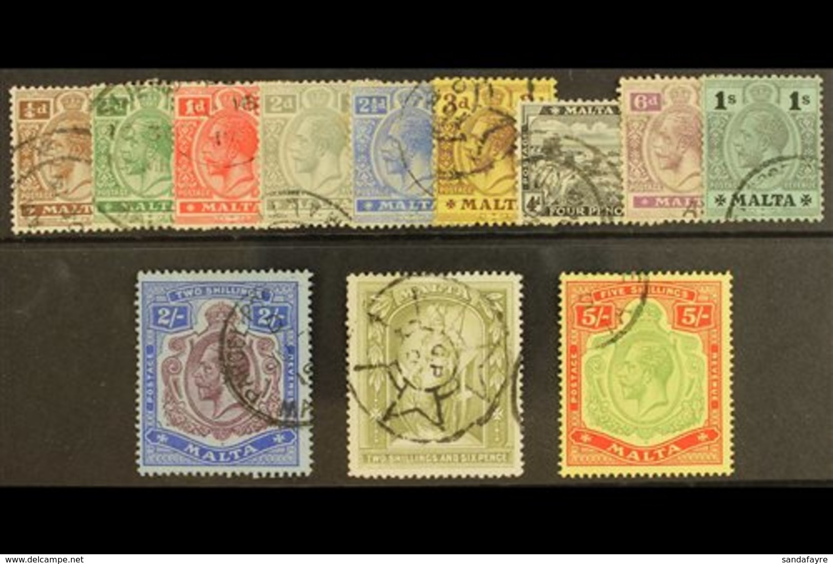 \Y 1914 - 21\Y Geo V Set To 5s Complete, Wmk MCA, SG 68/88, Very Fine Used. (12 Stamps) For More Images, Please Visit Ht - Malta (...-1964)