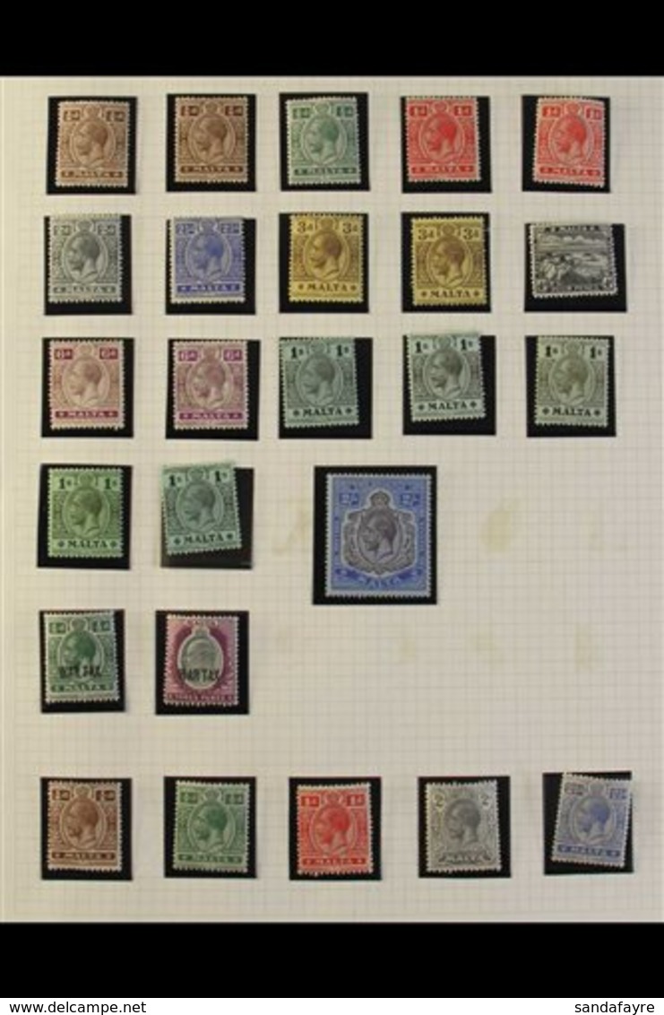 \Y 1914-35 FINE MINT COLLECTION\Y An Attractive All Different Collection Of King George V Issues On Album Pages, Include - Malta (...-1964)